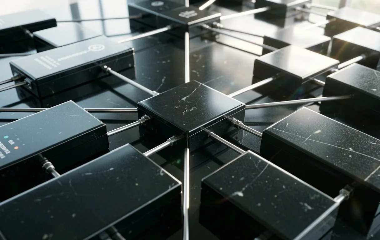 Geometric architecture representing infrastructure precision